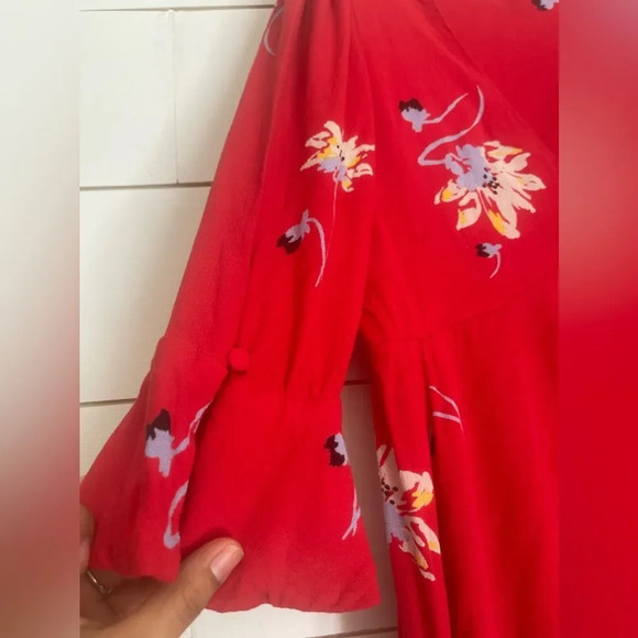 Time On My Side Red Floral Print Wrap Dress - Picture 6 of 9